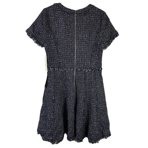 ELIZA J tweed fit flare fit frayed detail blue dress women Size 12 - Picture 7 of 13